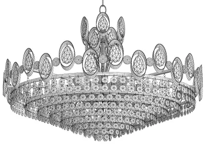 Golden Gilded Brass and Crystal Glass Chandelier by Palwa Low-poly 3D model