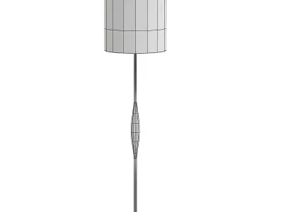 SLENDER gold floor lamp with wooden base 3D model