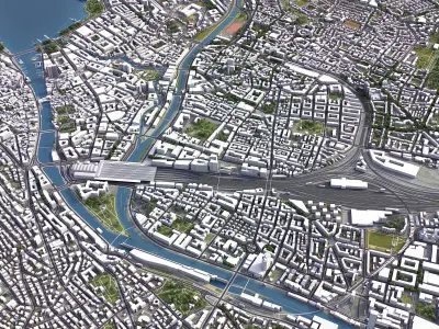 Zurich Low-poly 3D model