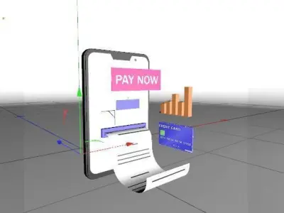 3D phone online shopping icon Low-poly 3D model