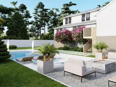 3D Exterior Scene 3D model design garden and landscape 3D model