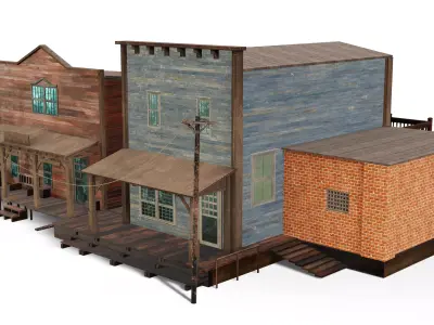 3D Western Houses model Low-poly 3D model
