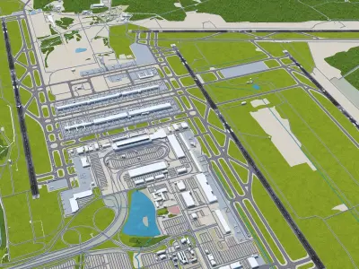 Washington Dulles International Airport 12km Low-poly 3D model