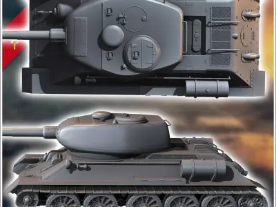 T-34-100 tank destroyer - Soviet army WW2 Second World East fron 3D print model