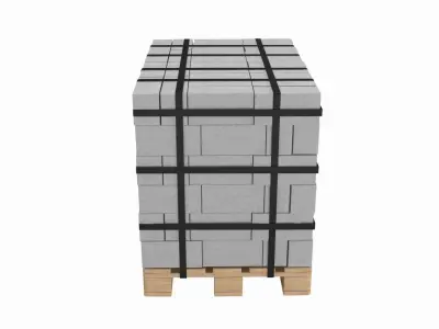 Concrete Blocks On Wood Pallet 3D model