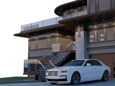Modern Luxury Hillside Home 3D model