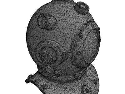 Vintage Brass Diving Helmet Prop Low-poly 3D model