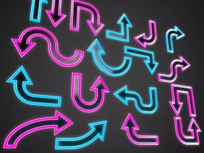 18 Neon Arrows Low Poly Sci-Fi Collection Pack  Low-poly 3D model