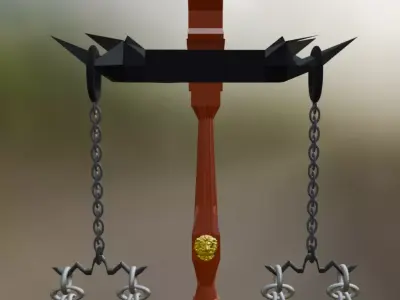 pillar with hanging fire on both sides 3D model