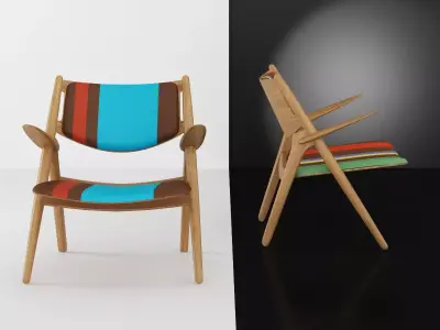 CH28 Sawhorse Easy Chair 3D model