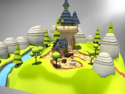 Castle Environment for games and animated videos Low-poly 3D model