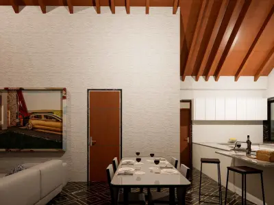 Bungalow Exterior And Interior 3D model
