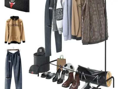 Clothes Ikea MULIG floor hanger 3D model