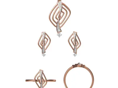 Light wt Ring Earrings Pendant set stl jcd 1-render details  3D print model 9