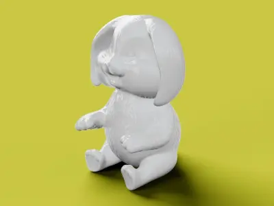 Bunny sitting Low-poly 3D model