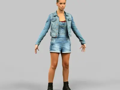 Jeans Girl Rigged Low-poly 3D model