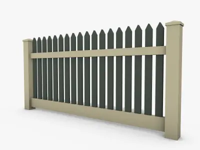Wooden Fence Low-poly 3D model 8