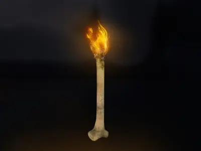 Medieval Bone Torch Low-poly 3D model