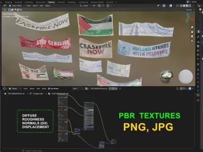 Wall Hanging 3D Banner Low-poly 3D model