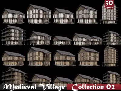 Medieval Village Collection 02 - 4K Textures Game Ready Low-poly 3D model