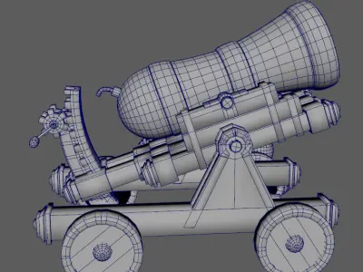 World War II Golden Cannon Low-poly 3D model