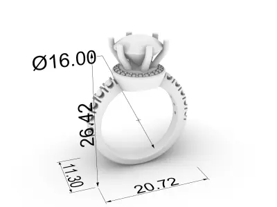 Brilliant Halo Engagement Ring JDBCo 3D print model