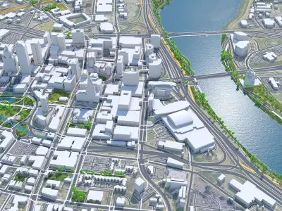 Hartford City Connecticut USA Low-poly 3D model