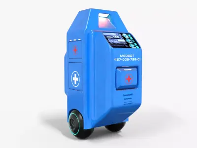 Sci fi medical Bot Low-poly 3D model