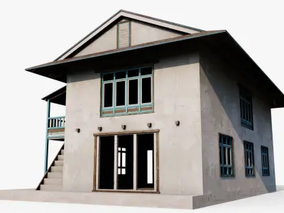 Mountain Hotel Low-poly 3D model