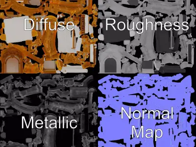 Ornate Golden Altar model pack Low-poly 3D model