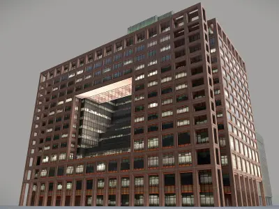 London 25Bank Street JPMorgan Skyscraper Low-poly 3D model