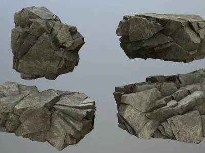 cliff rocks Low-poly 3D model