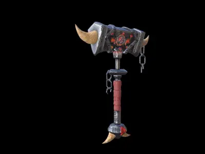 Fantasy Hammer 3D Model Low-poly 3D model