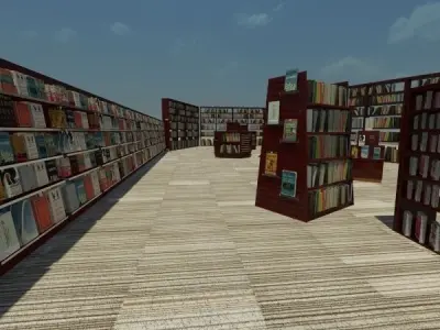 Library Kiosks and Shelves 3D model