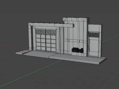 Door and modern facade LOWPOLY Low-poly 3D model