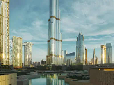 Dubai Burj khalifa Area v2 3D model