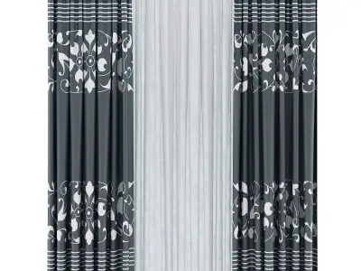 Dark and White Curtains 3D model