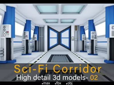 Sci-Fi Corridor- 02- High detail 3d models 3D model