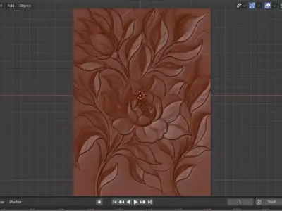 Modern floral Relief Panel Wall Decor Set STL Mural CNC 363  3D model