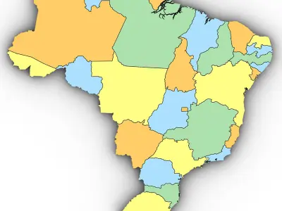 3d Political Map of Brazil 3D model