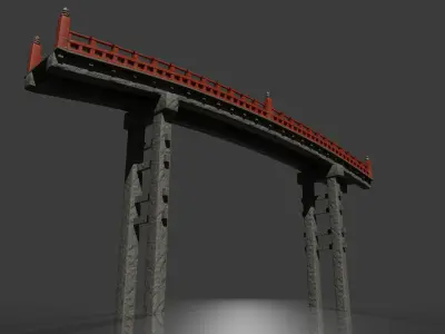 Bridge in Asian style Low-poly 3D model
