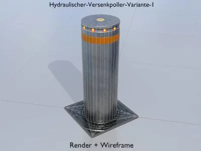 Hydraulic pop-up bollard 1 Low-poly 3D model