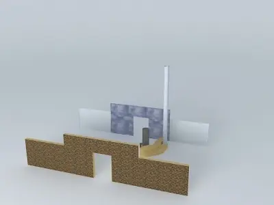 Heater model brick wall with door in middle Free 3D model