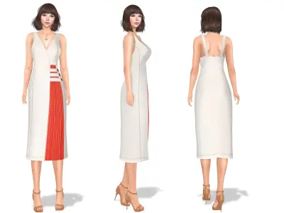 Two Tone Coctail Dress Low-poly 3D model