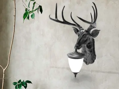 Reindeer Head Wall Lamp 3D print model