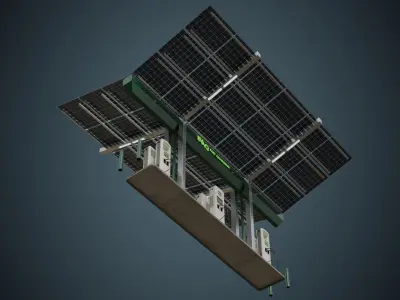 Solar Charging Station 1A Low-poly 3D model