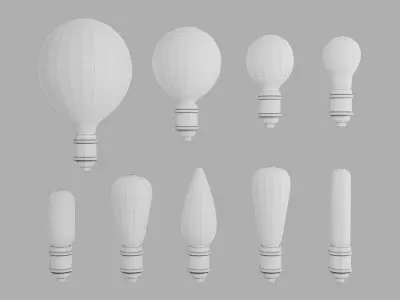 Vintage light bulb lamp set 3D model