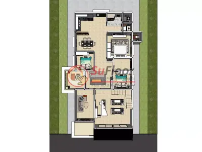 House 9x22m code 559 - Sketchup 3D model 3D model 3D model