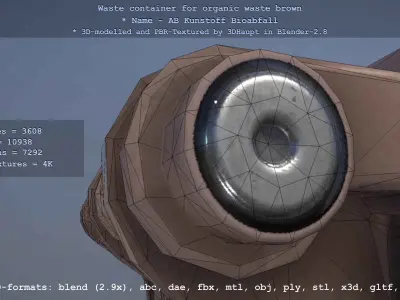 Waste container for organic waste brown - RAL 8025 Blassbraun Low-poly 3D model