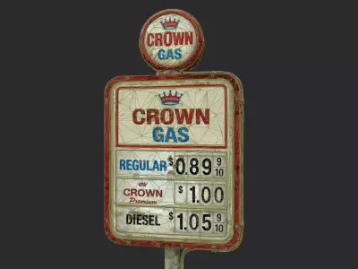 Vintage Gas Station Price Sign Low-poly 3D model